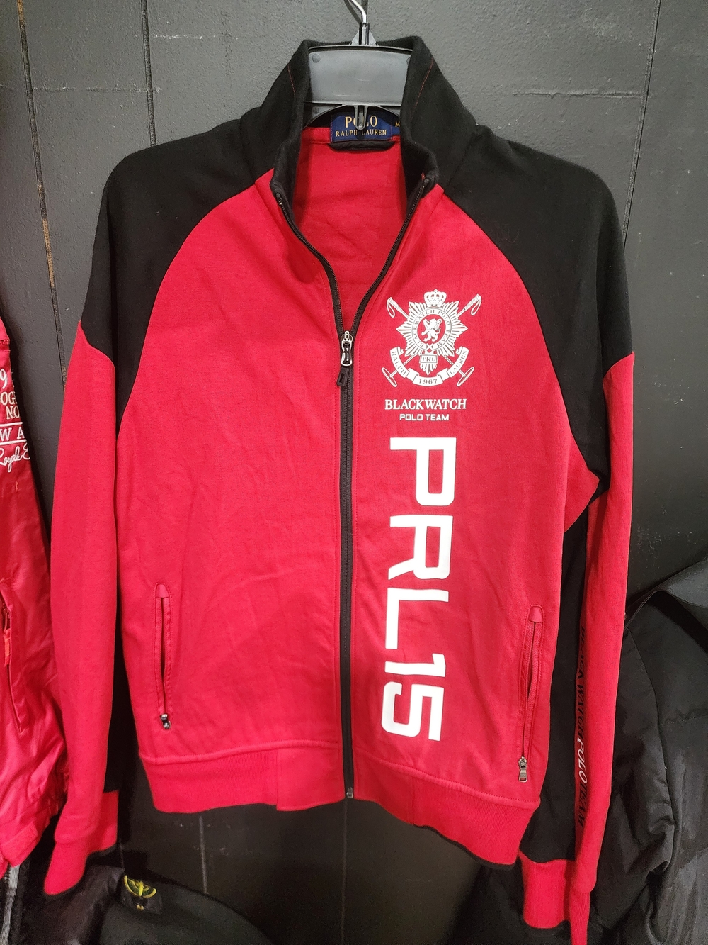 Ralph Lauren Red and Black PRL15 Blackwatch Polo Team Zip Jacket